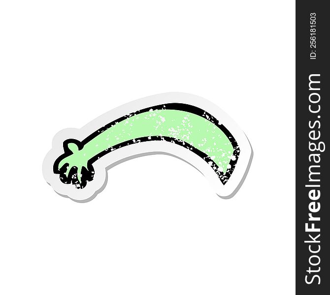 Retro Distressed Sticker Of A Cartoon Alien  Arm