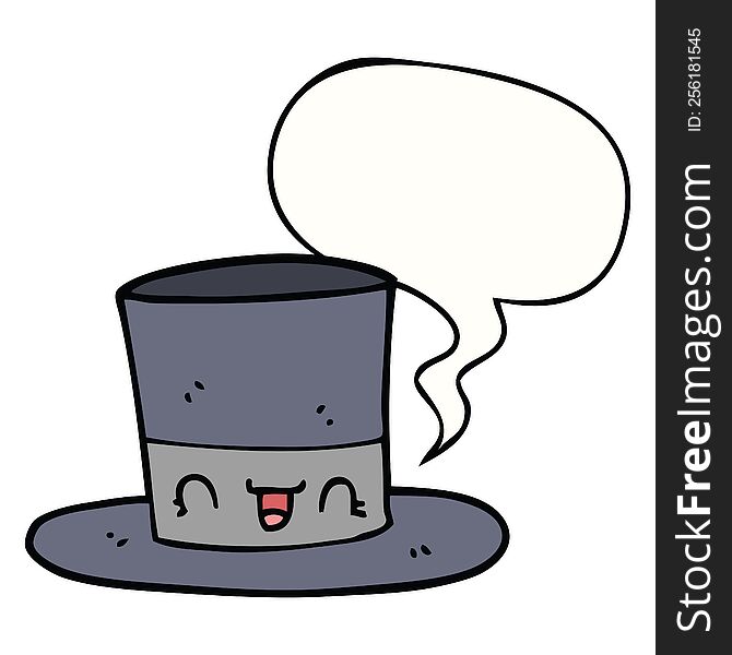 cartoon top hat with speech bubble. cartoon top hat with speech bubble