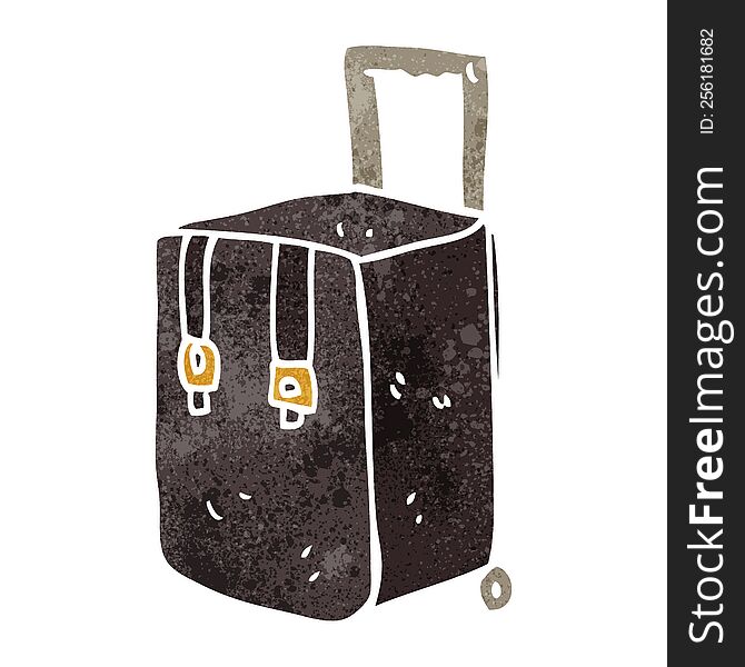 freehand retro cartoon luggage