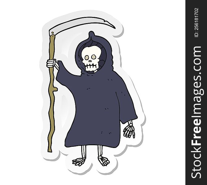 sticker of a cartoon spooky death figure