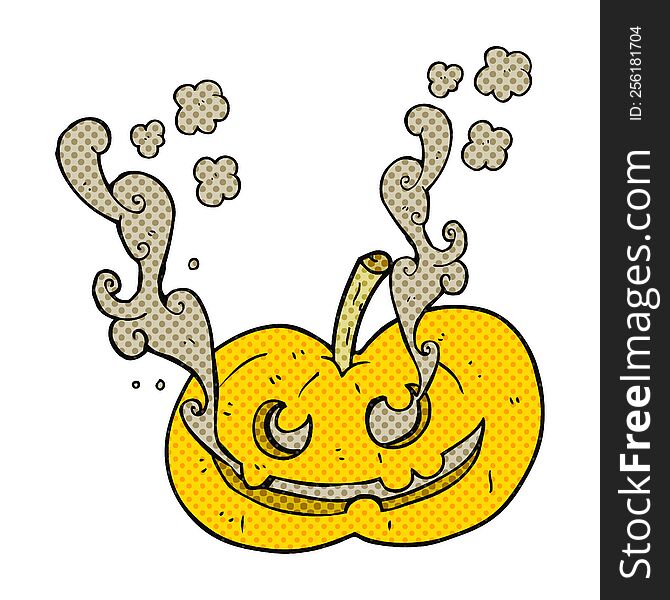 freehand drawn comic book style cartoon halloween pumpkin