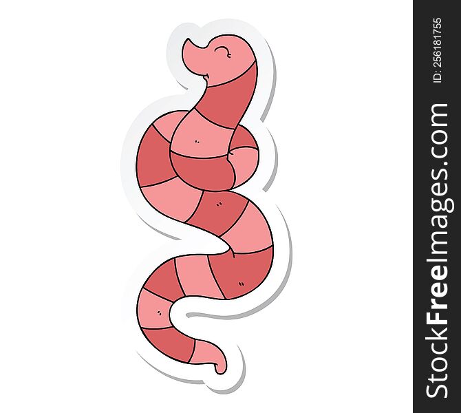 sticker of a quirky hand drawn cartoon worm
