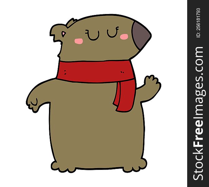 cartoon bear with scarf