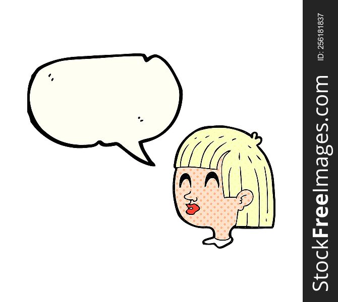 Comic Book Speech Bubble Cartoon Female Face