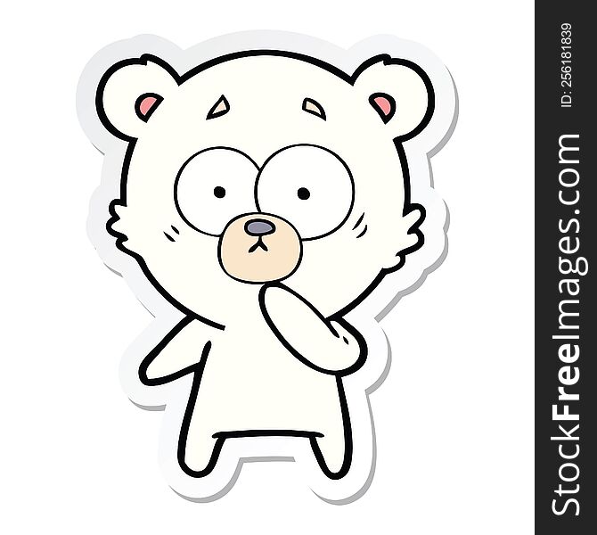Sticker Of A Nervous Polar Bear Cartoon