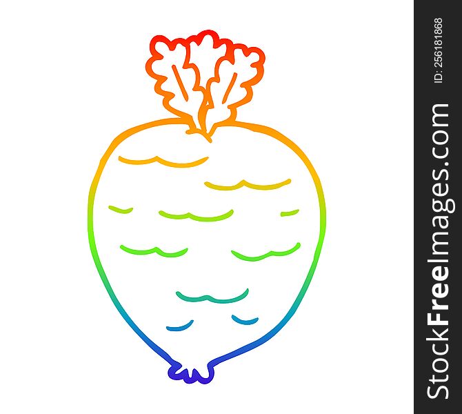 Rainbow Gradient Line Drawing Cartoon Root Vegetable