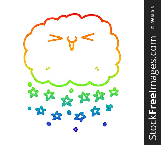 Rainbow Gradient Line Drawing Happy Cartoon Cloud