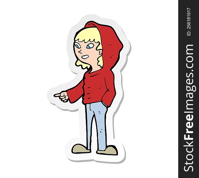 Sticker Of A Cartoon Pointing Teenager