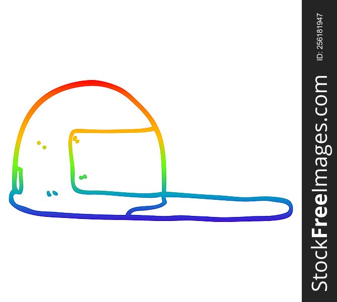 rainbow gradient line drawing of a cartoon baseball cap