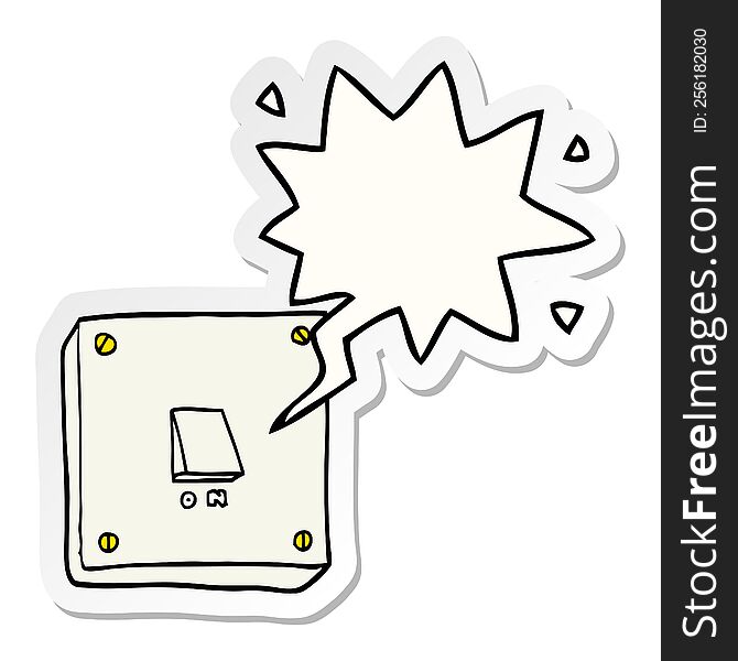 cartoon light switch with speech bubble sticker