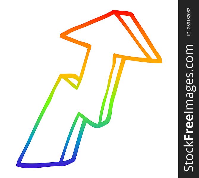 Rainbow Gradient Line Drawing Cartoon Business Growth Arrow