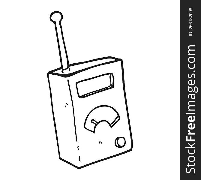 freehand drawn black and white cartoon scientific device