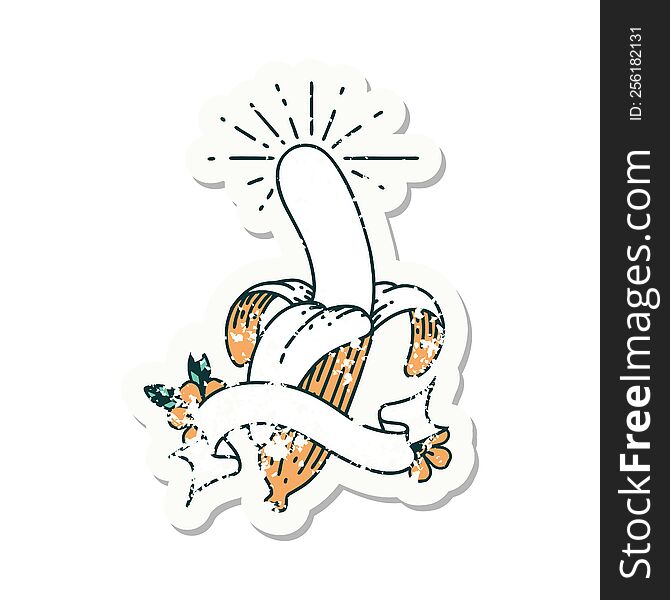 Grunge Sticker Of Tattoo Style Peeled Banana