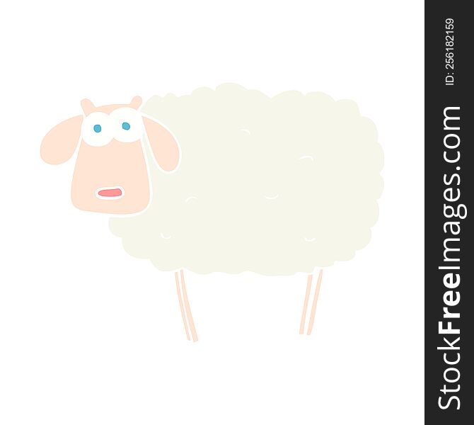 Flat Color Illustration Of A Cartoon Sheep