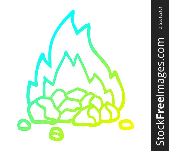 Cold Gradient Line Drawing Cartoon Burning Coals