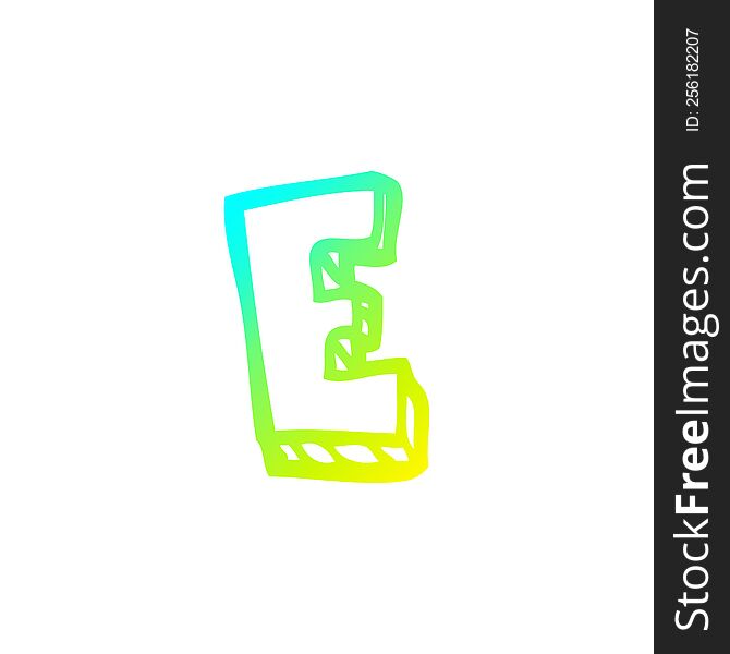 Cold Gradient Line Drawing Cartoon Letter E