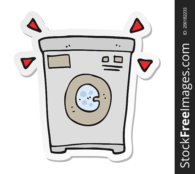 Sticker Of A Cartoon Washing Machine