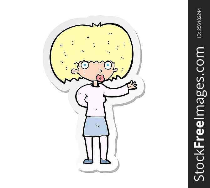 Sticker Of A Cartoon Woman Gesturing