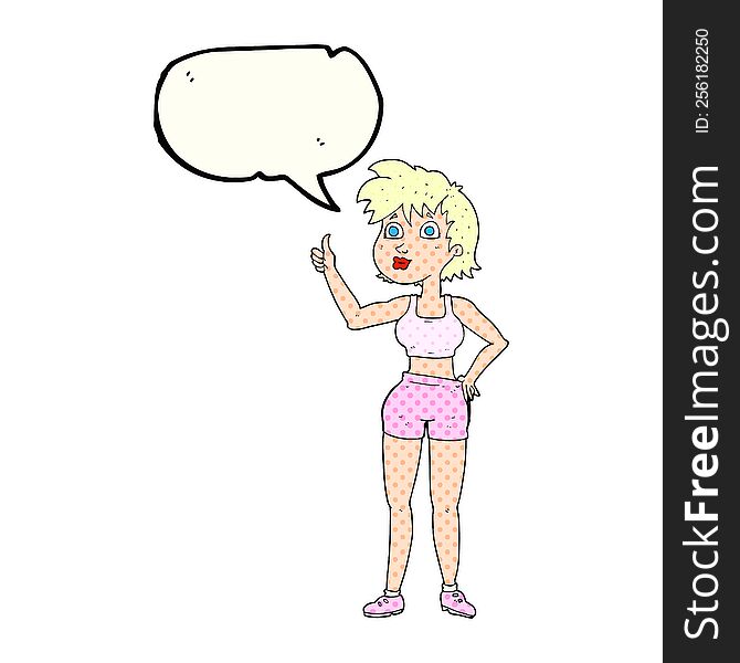 Comic Book Speech Bubble Cartoon Happy Gym Woman