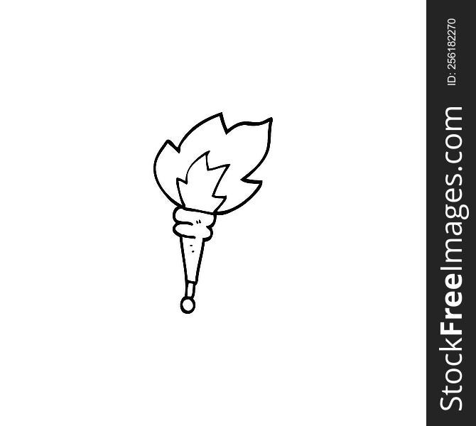 line drawing cartoon flaming torch