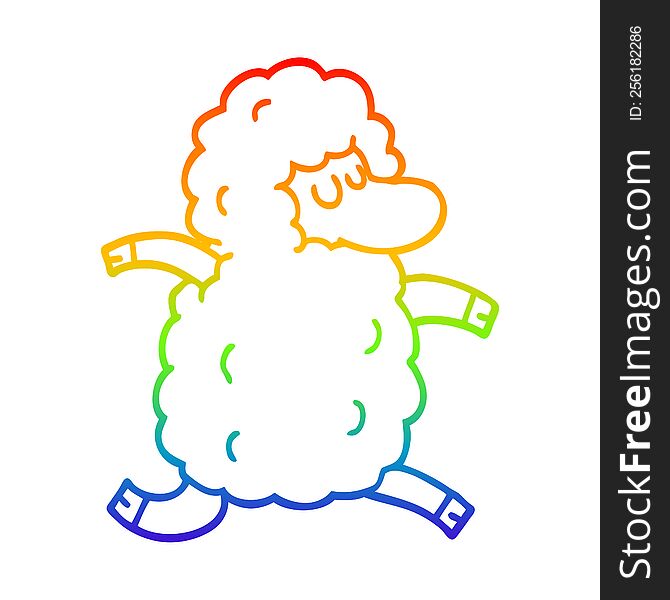 Rainbow Gradient Line Drawing Cartoon Black Sheep