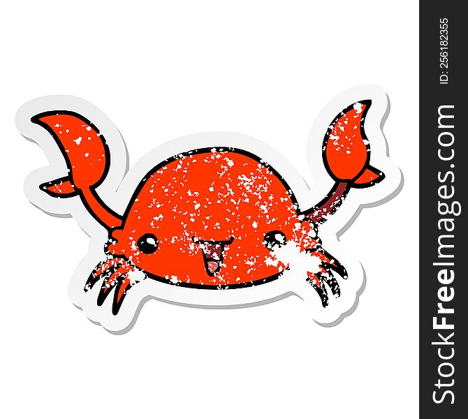 distressed sticker of a cartoon crab