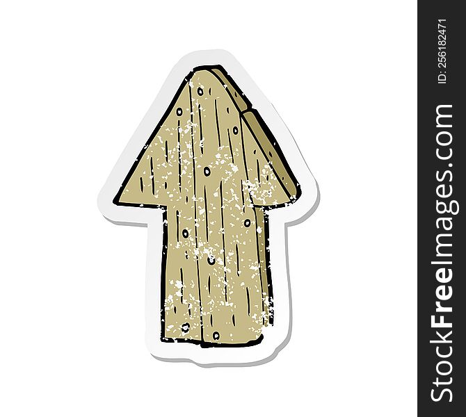 retro distressed sticker of a cartoon wooden direction arrow