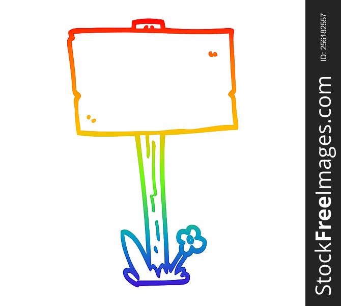 Rainbow Gradient Line Drawing Cartoon Sign Post