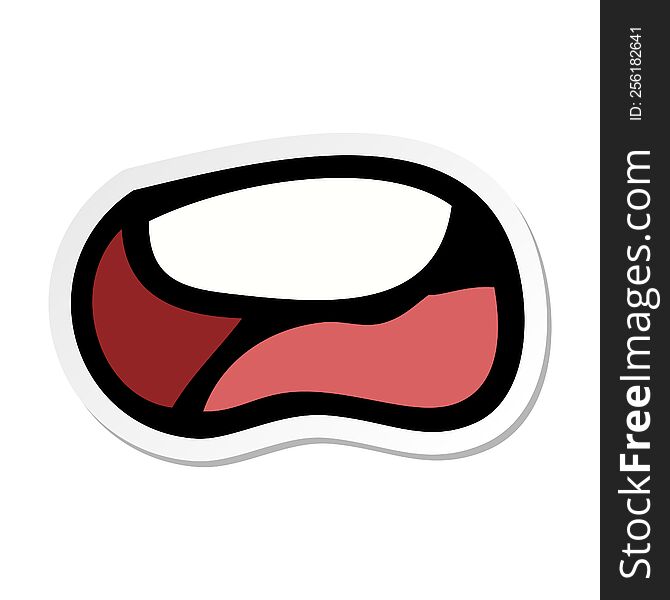 sticker of a cartoon unhappy mouth