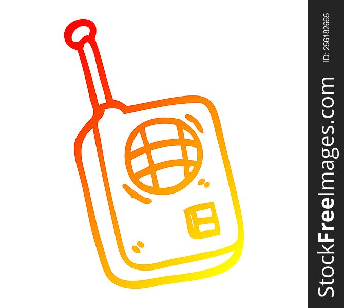 warm gradient line drawing of a cartoon walkie talkie