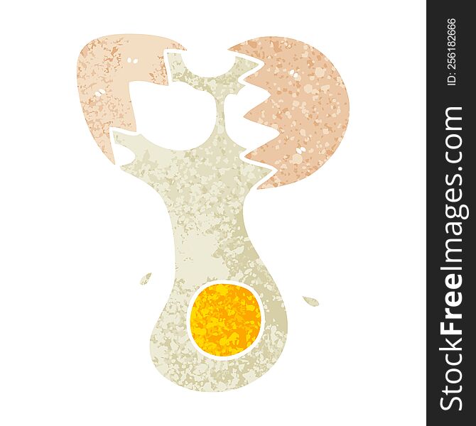 Quirky Retro Illustration Style Cartoon Cracked Egg