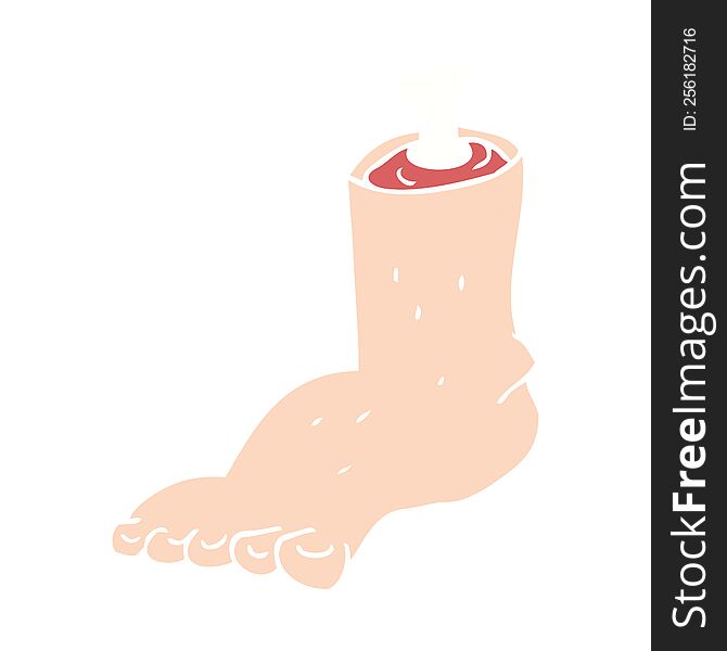 flat color illustration of severed foot. flat color illustration of severed foot