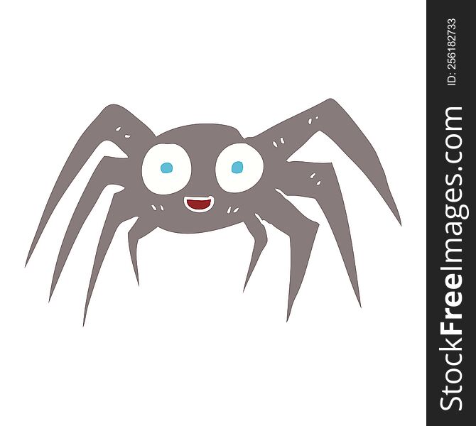 Flat Color Illustration Of A Cartoon Spider