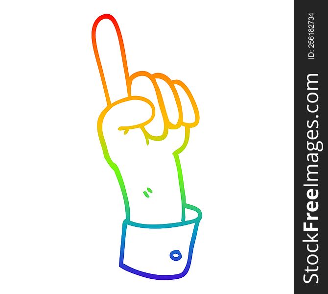 Rainbow Gradient Line Drawing Carton Of Hand Gesture