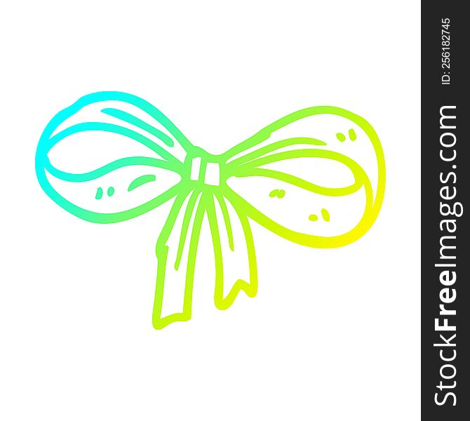 cold gradient line drawing of a cartoon tied bow
