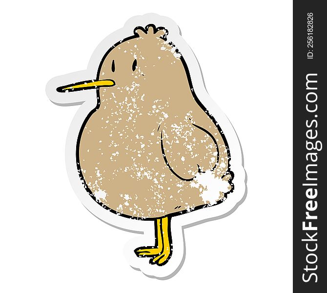 distressed sticker of a cartoon kiwi bird
