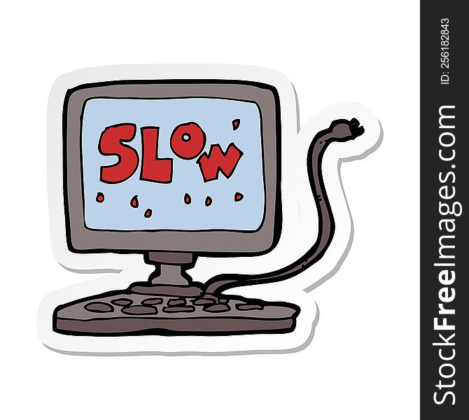 Sticker Of A Cartoon Slow Computer