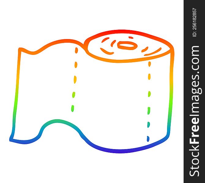rainbow gradient line drawing of a cartoon toilet roll
