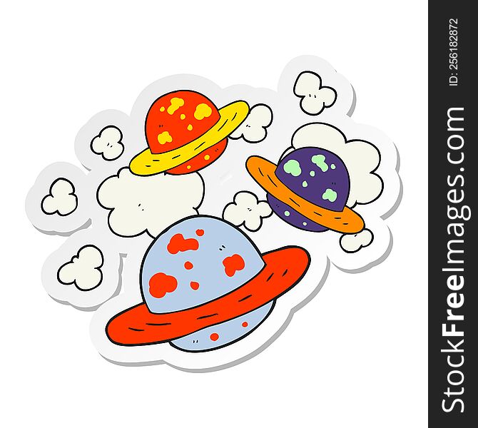 sticker of a cartoon planets