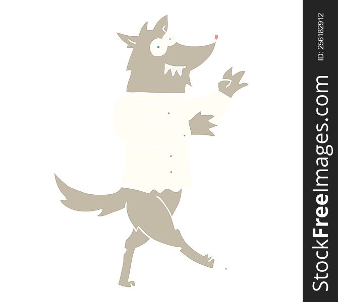 Flat Color Illustration Cartoon Werewolf