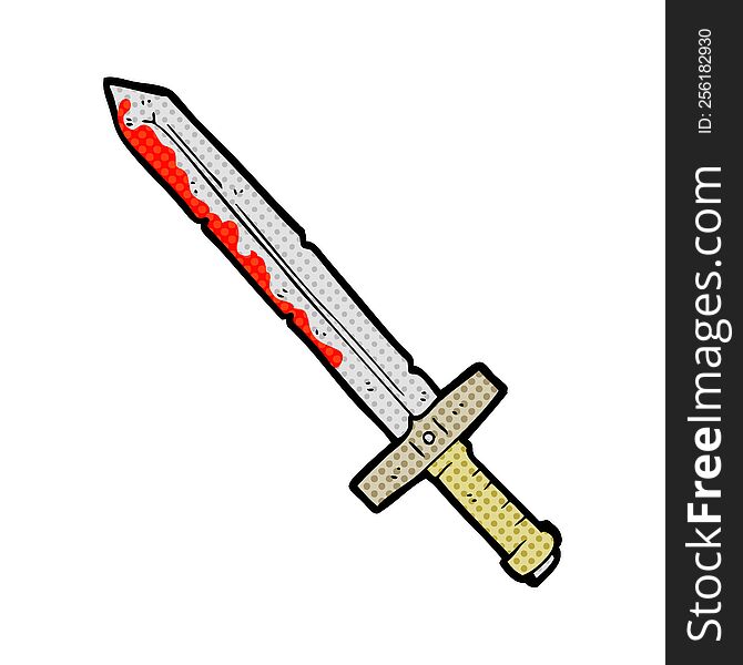 freehand drawn cartoon bloody sword