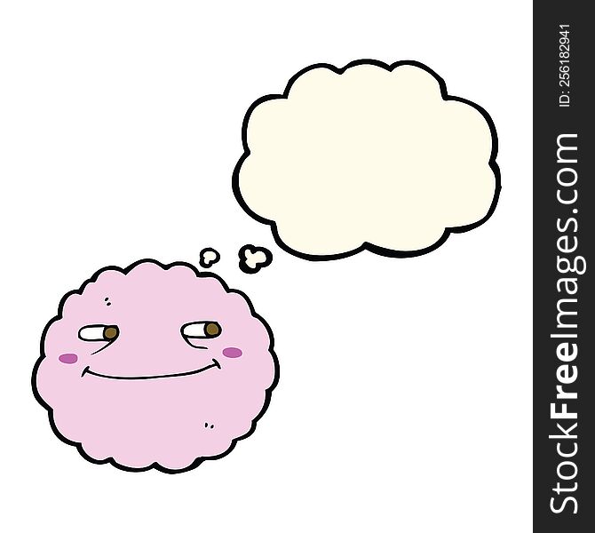 Cartoon Happy Cloud With Thought Bubble