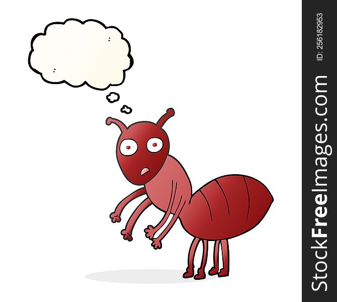 freehand drawn thought bubble cartoon ant