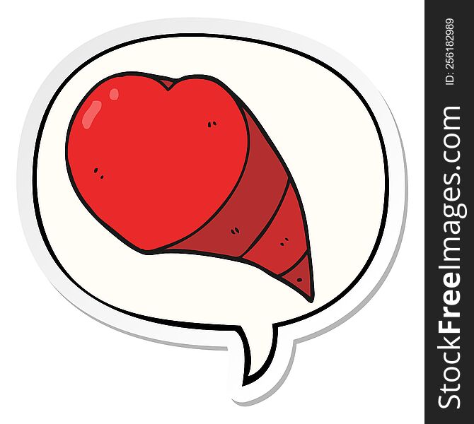 Cartoon Love Heart Symbol And Speech Bubble Sticker