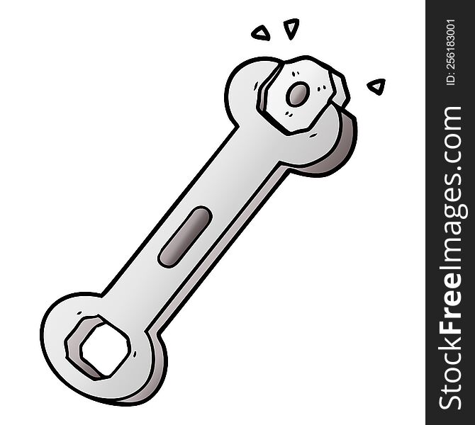 cartoon spanner turning nut. cartoon spanner turning nut