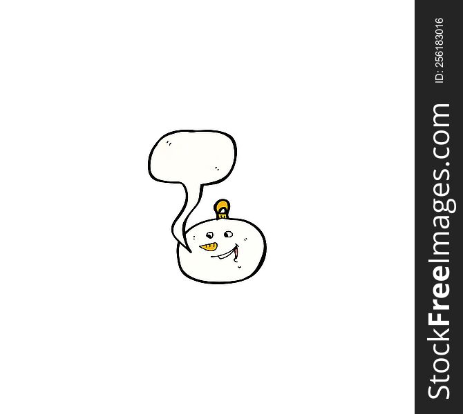 cartoon snowman face christmas bauble