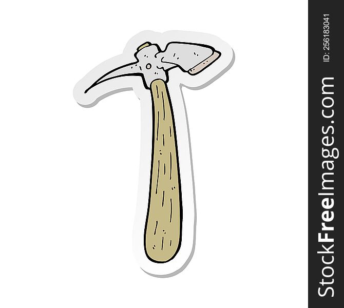 sticker of a cartoon pick axe