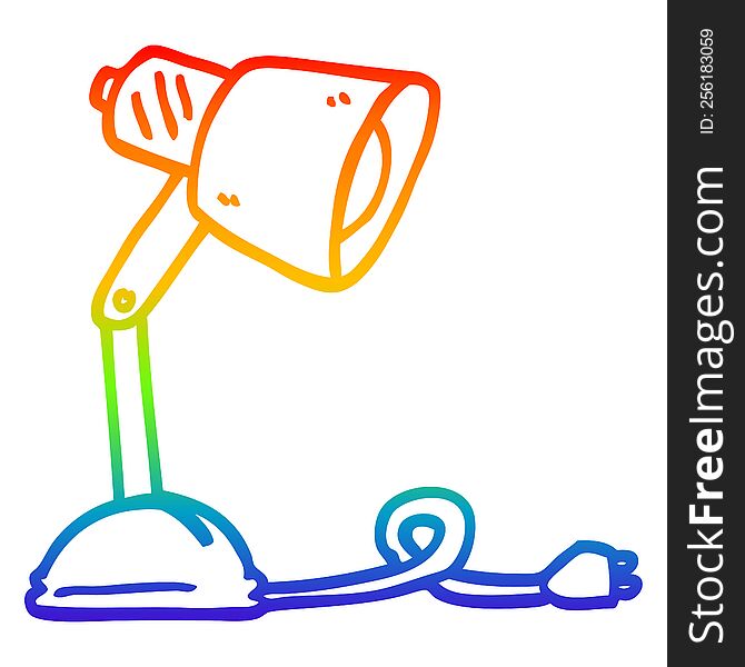rainbow gradient line drawing cartoon desk lamp