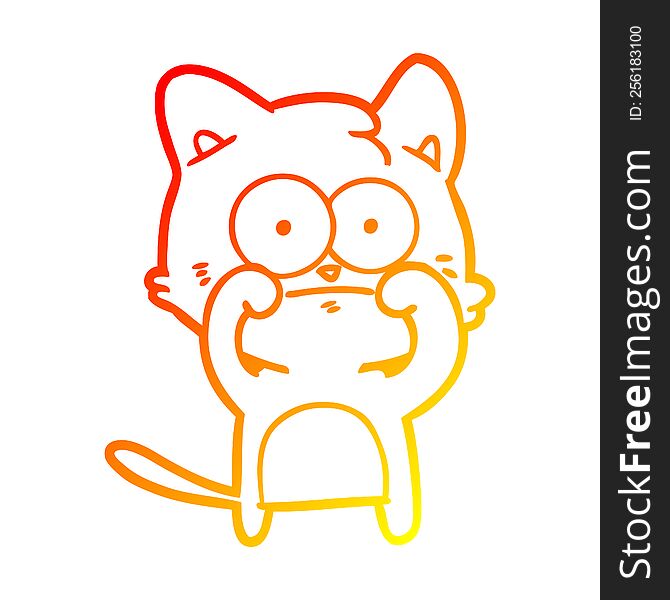 Warm Gradient Line Drawing Cartoon Nervous Cat