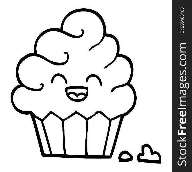 Black And White Cartoon Cupcake
